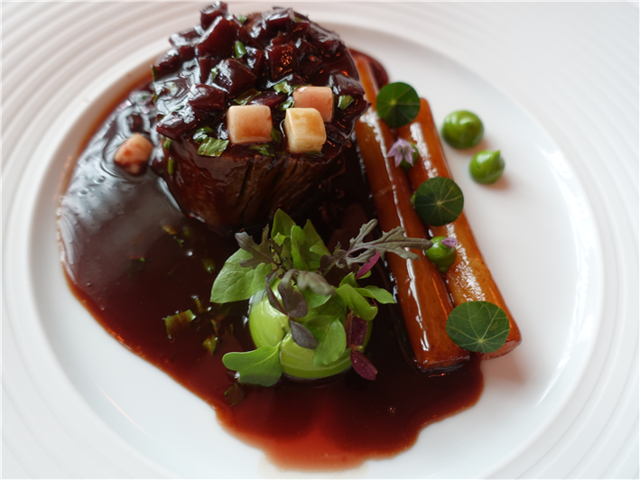 beef tournedos with Bordelaise sauce